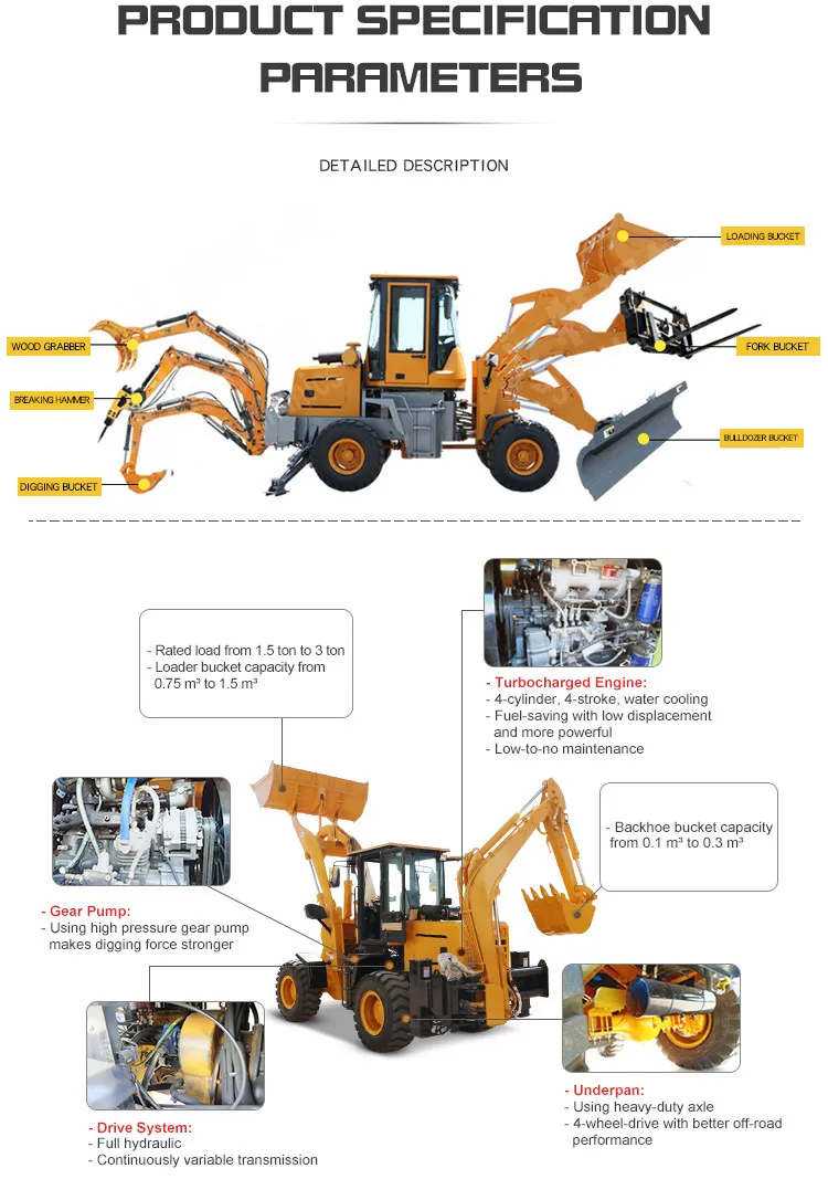 CE Certificated New Design Garden Mini Tractor Digger Backhoe