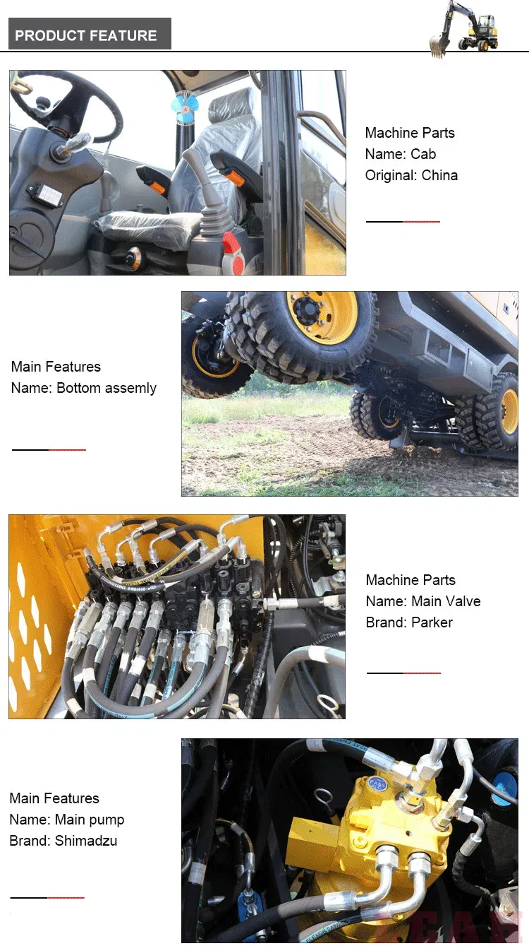 Wheel Type 7ton 8ton Mini Excavator Prices