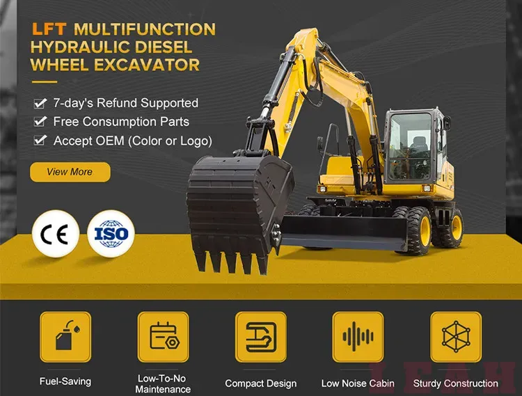 Chinese Cheap Price Hydraulic 12 Ton Wheel Excavator for Sale