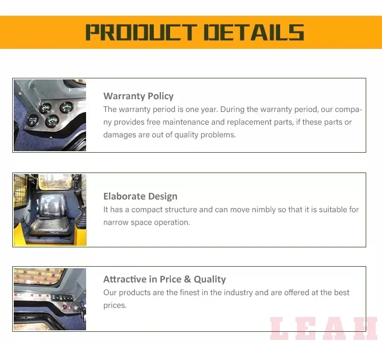 Lonking Jc312 1230 Kg Skid Steer Loader with Mechanical Control